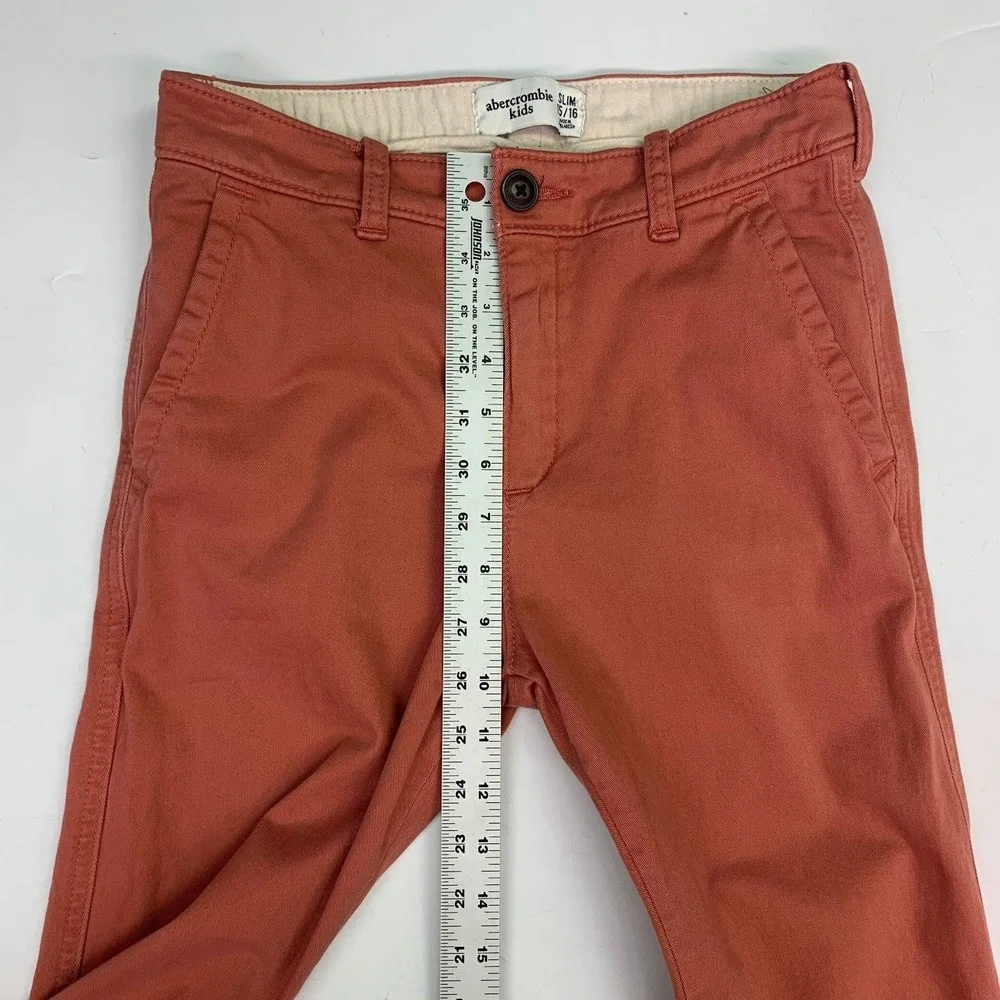 Abercrombie Kids Slim‎ Pants Coral Red Chino Casual Boys Size 15/16